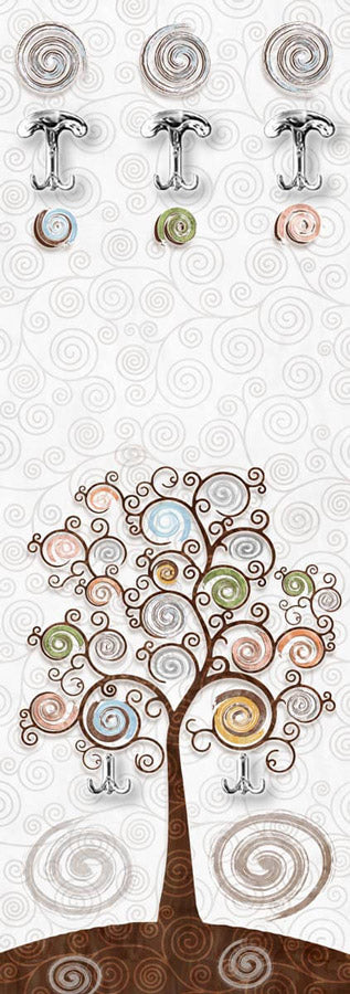 Appendiabiti da muro pannello in legno design moderno Albero della vita cm 46x125