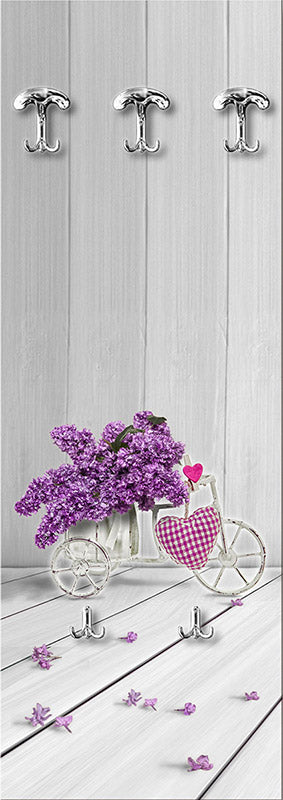 Pannello appendiabiti da muro verticale in legno stile shabby cm 46x125