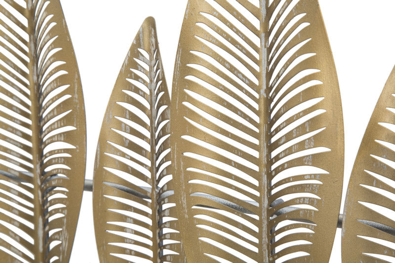 Appendiabiti da parete in metallo colore oro con foglie 7 ganci cm 62x6x42h - immagine 2