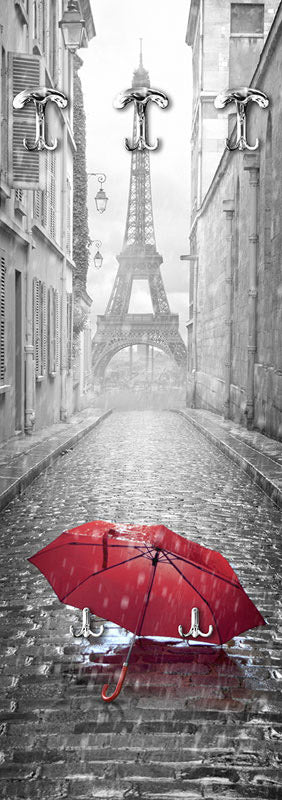 Appendiabiti design da parete in legno tema Parigi cm 46x125