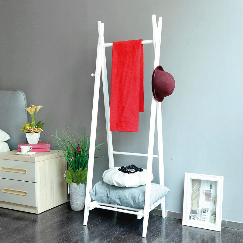 Appendiabiti moderno da terra in legno massello di pino con asta e ripiano cm 49x44x148h - vari colori - immagine 2