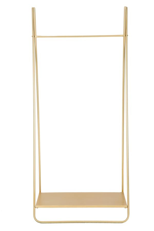 Appendiabiti moderno per ingresso con ripiano in metallo dorato cm 63x40x142h - immagine 2