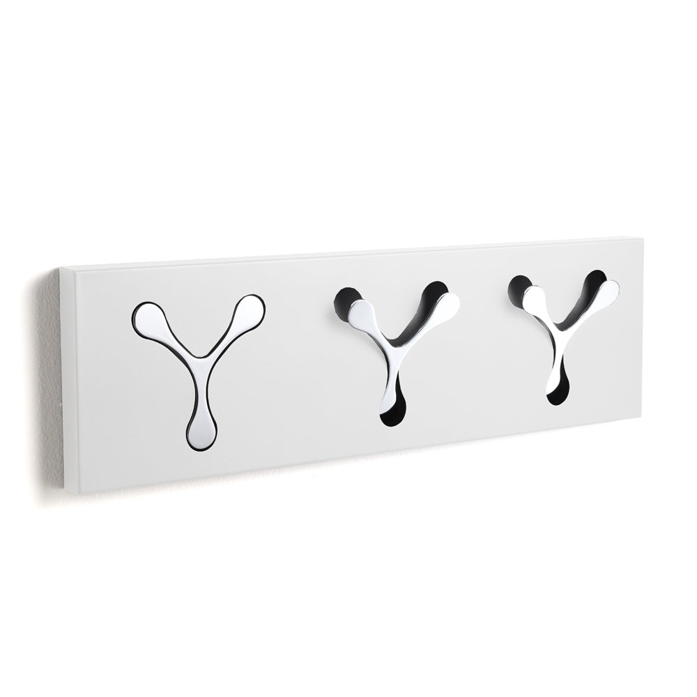 Appendiabiti da parete in metallo con 3 ganci in metallo cromato cm 60x3x18h - vari colori