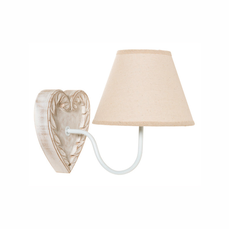 Applique shabby con paralume in tessuto placca a cuore cm 20x30x27h - vari colori - immagine 2