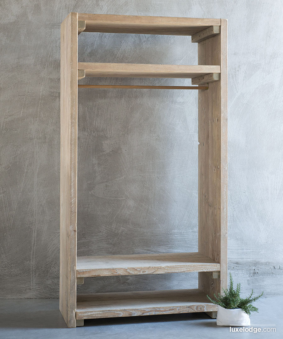 Appendiabiti armadio a vista in legno di recupero stile country cm 100x46x190h - immagine 2