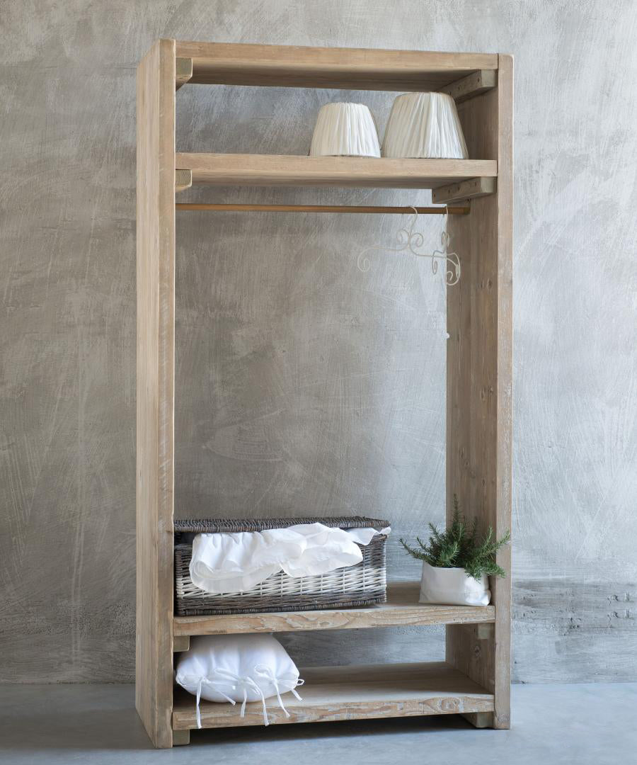 Appendiabiti armadio a vista in legno di recupero stile country cm 100x46x190h