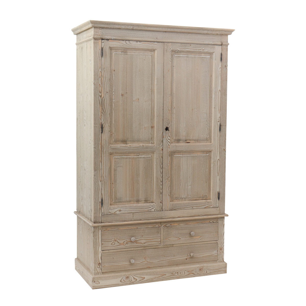 Armadio 2 ante e 3 cassetti in legno massello stile country cm 120x59x200h