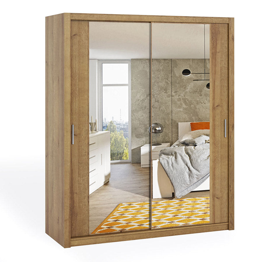 Serafino - Armadio porte scorrevoli moderno in legno con specchio cm 180x62x215h - vari colori - immagine 2