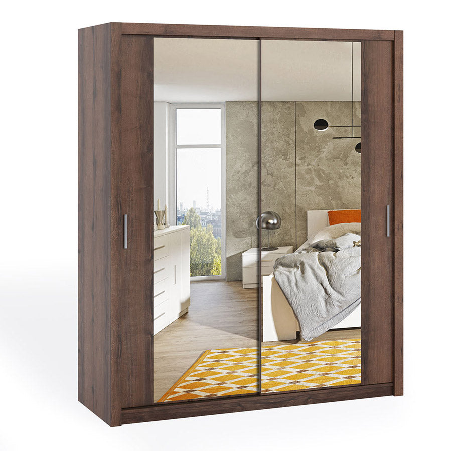 Serafino - Armadio porte scorrevoli moderno in legno con specchio cm 180x62x215h - vari colori