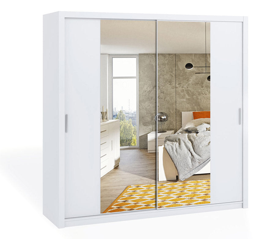 Amaty - Armadio camera da letto matrimoniale 2 ante scorrevoli con specchio cm 220x62x215h - vari colori