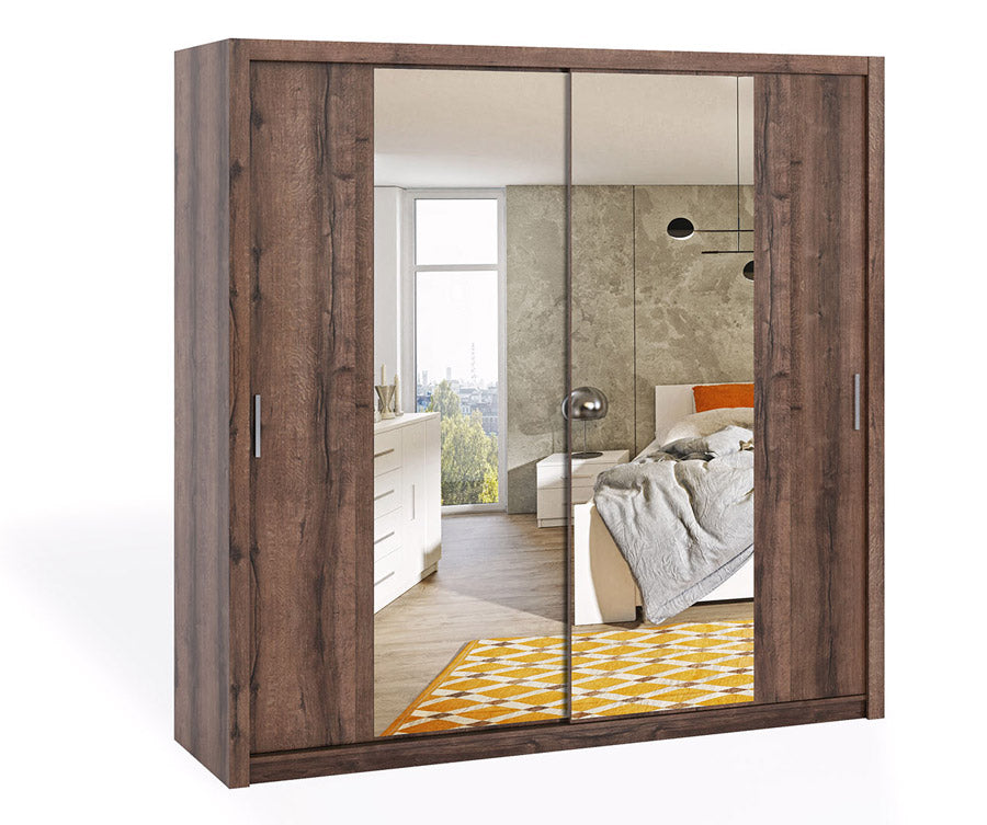 Amaty - Armadio camera da letto matrimoniale 2 ante scorrevoli con specchio cm 220x62x215h - vari colori - immagine 2