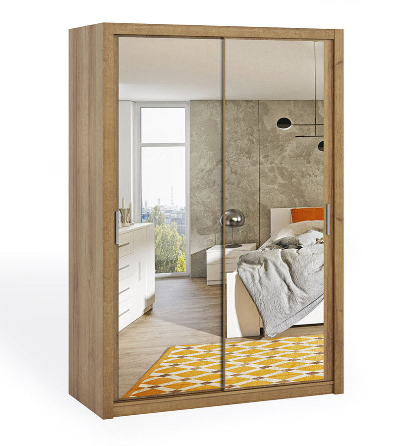 Eugenio  - Armadio scorrevole con specchio 2 ante in legno cm 120x62x215h - vari colori - immagine 2