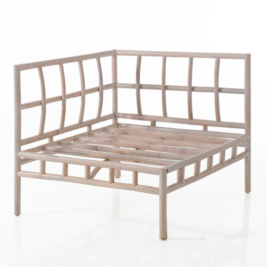 Base angolare in rattan sbiancato per divano componibile cm 80x80x70h