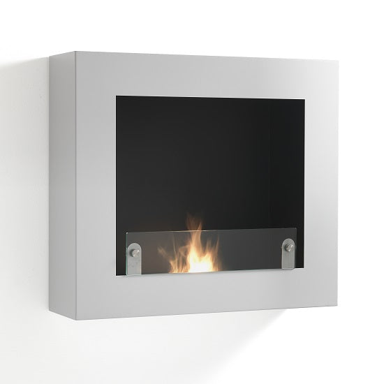 Biocamino moderno rettangolare a bioetanolo in acciaio di colore bianco cm 70x20x62h