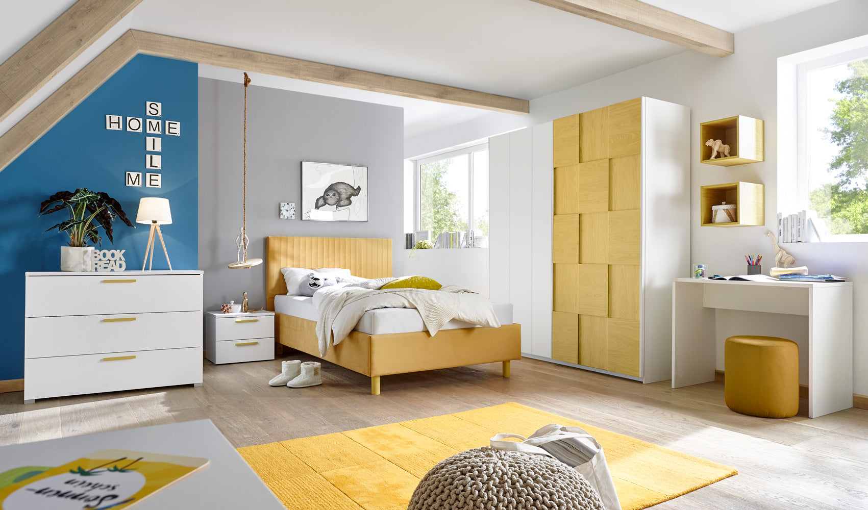 Popart - Cameretta completa letto singolo con comodino e armadio - vari colori - immagine 2