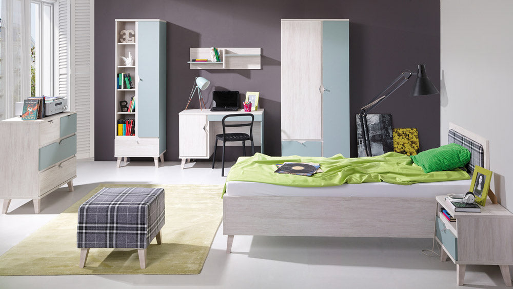 Luciente - Cameretta completa moderna con letto contenitore armadio e mobili in legno - vari colori