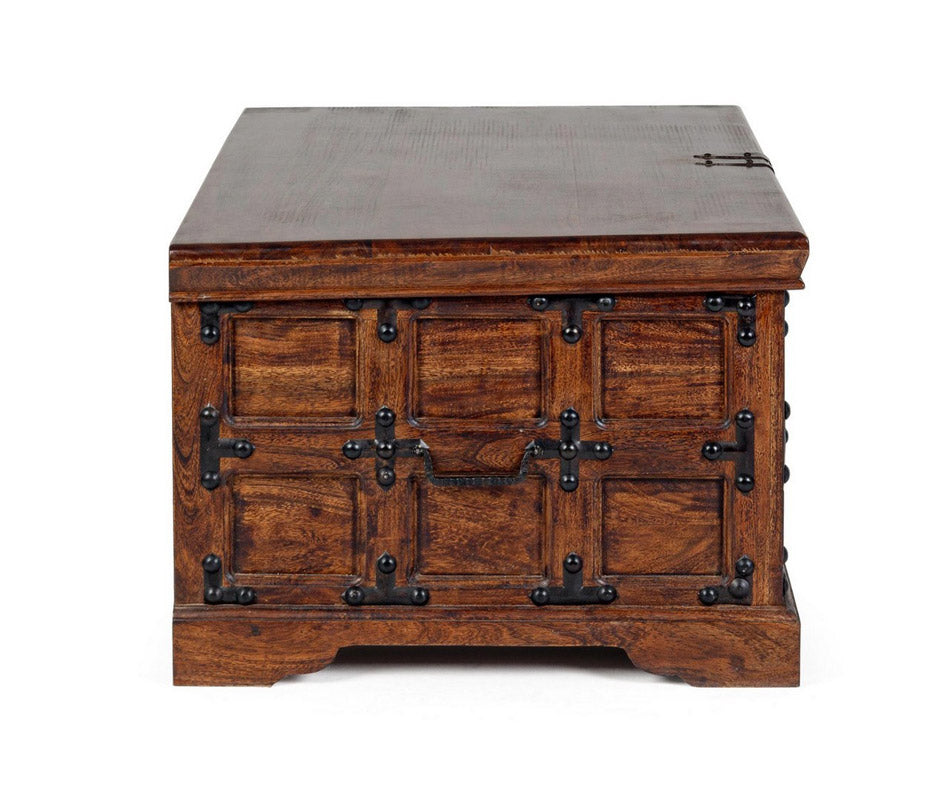 Baule cassapanca in legno massello di acacia cm 110x63x45h - immagine 2