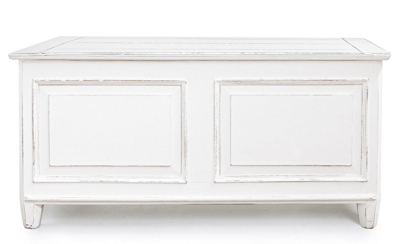 Cassapanca stile classico in legno colore bianco cm 100x48x48h - immagine 2