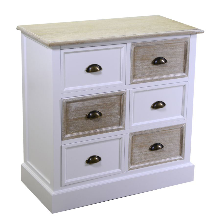 Cassettiera 6 cassetti in legno stile classico country cm 80x40x80h