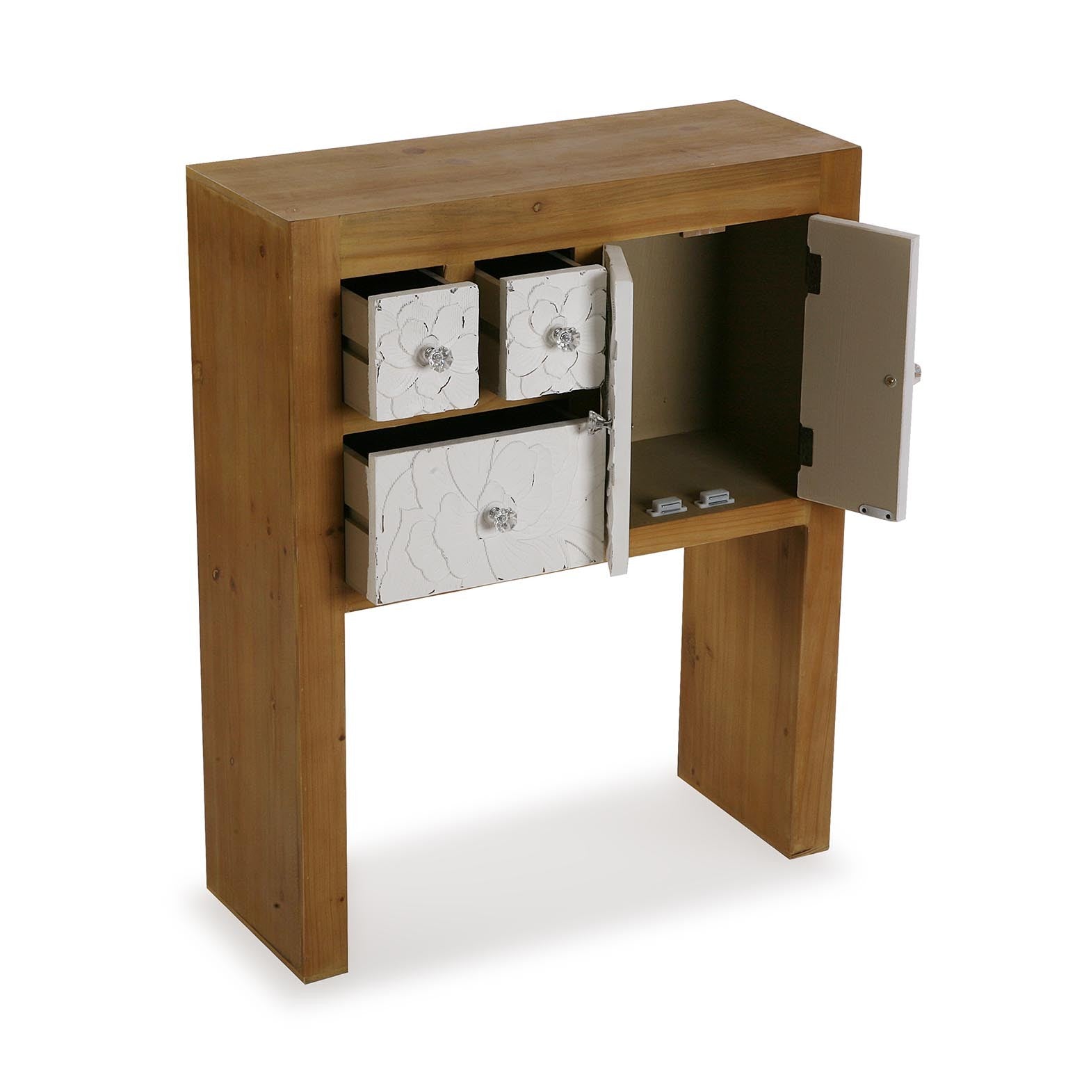 Mobile da ingresso in legno con 3 cassetti e 2 ante stile moderno cm 63x24x78h - immagine 2