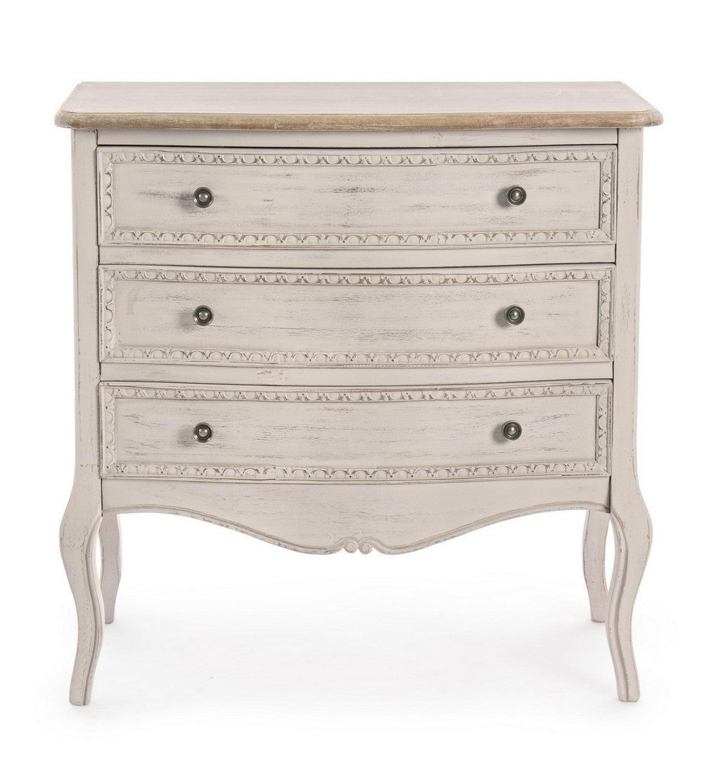 Comò per camera o salotto in legno effetto invecchiato stile classico con cassetti cm 80x40x80h - immagine 2