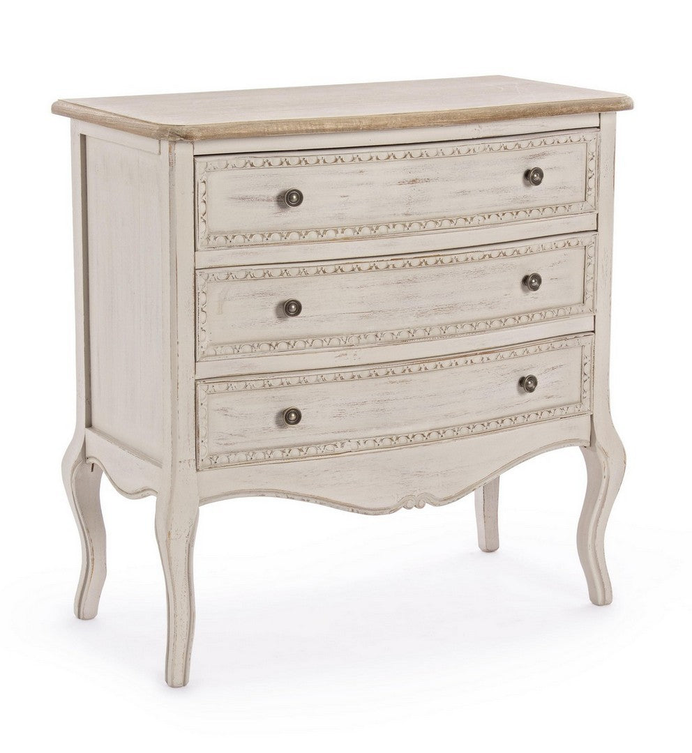 Comò per camera o salotto in legno effetto invecchiato stile classico con cassetti cm 80x40x80h