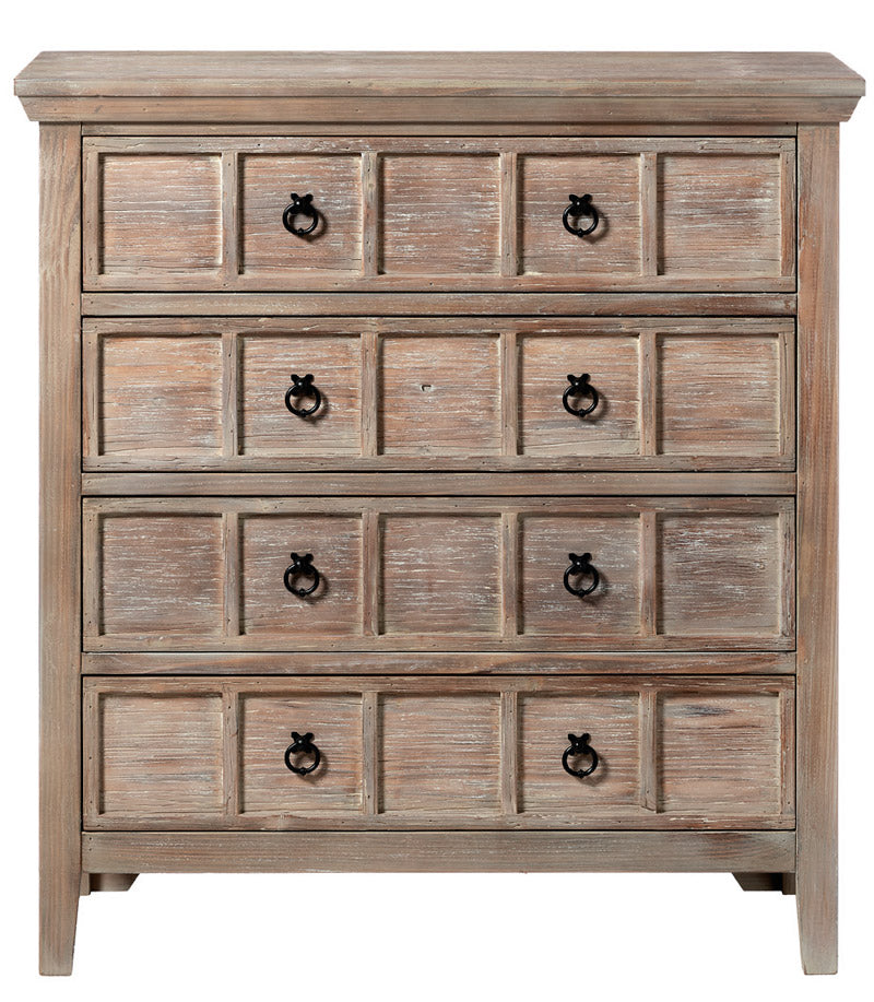 Cassettiera comò in legno 4 cassetti in legno stile country cm 80x36x86h