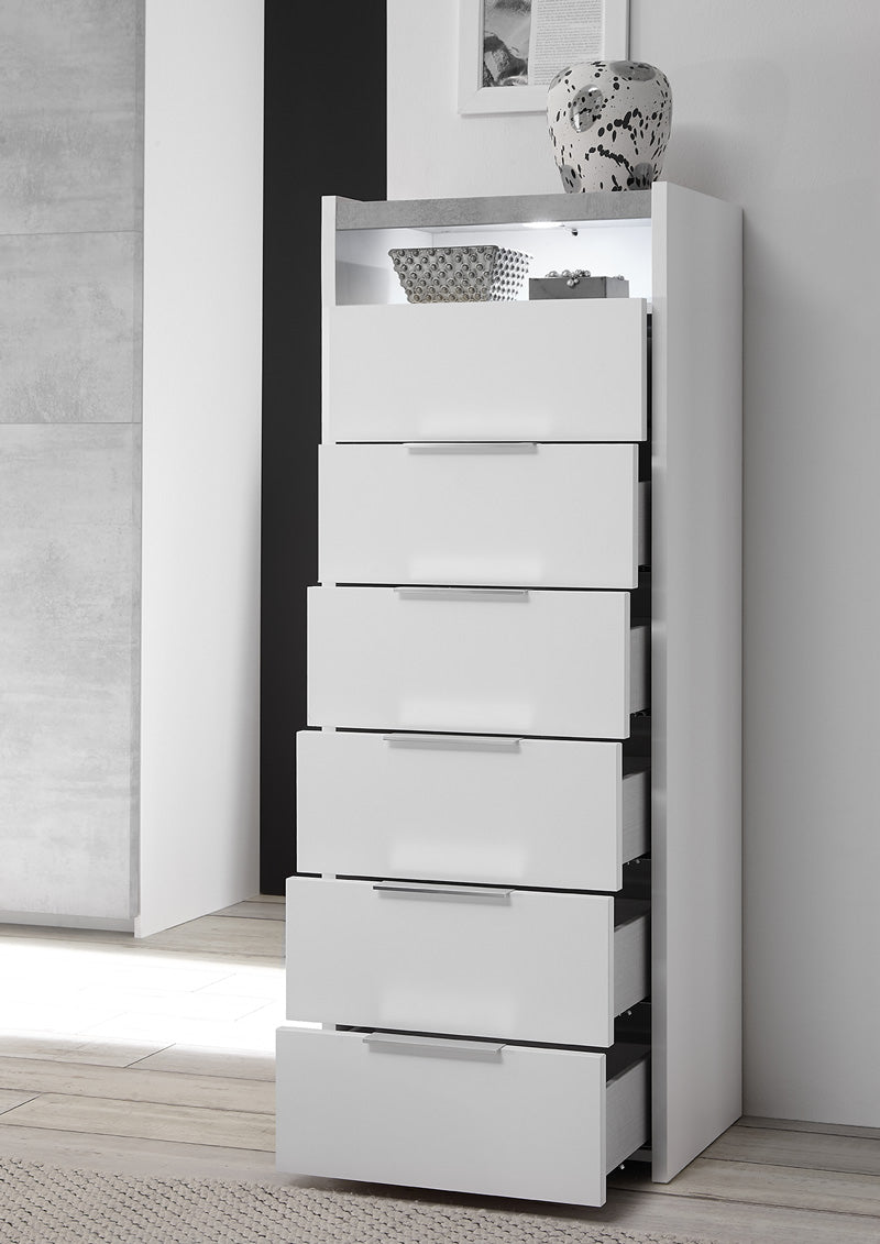 Albarina - Cassettiera 6 cassetti settimino moderno in legno cm 51x40x137h - vari colori - immagine 2