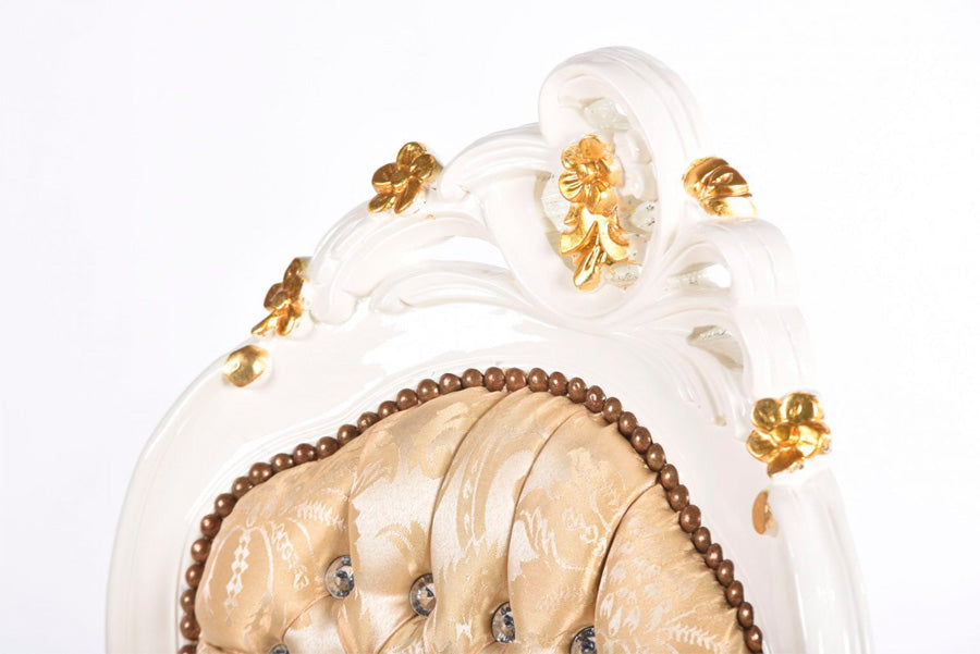 Chaise longue divanetto barocco in legno color bianco tessuto oro gemme incastonate cm 100x62x90h - immagine 2