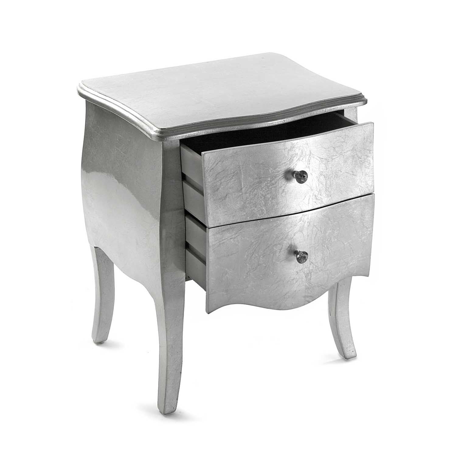 Comodino da notte in legno colore argento 2 cassetti cm 50x39x60h - immagine 2