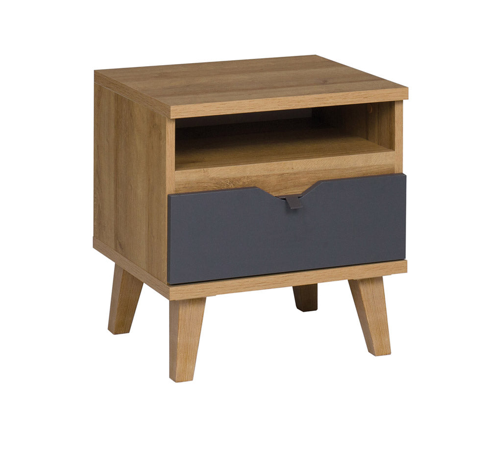 Betty - Comodino da camera con cassetto e vano in legno cm 45x40x48h - vari colori