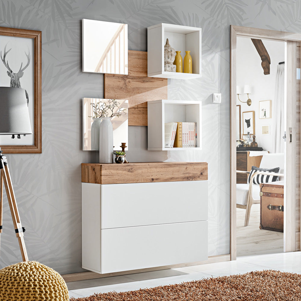 Radiana - Composizione set ingresso moderno con scarpiera e vani cm 100x30x190h