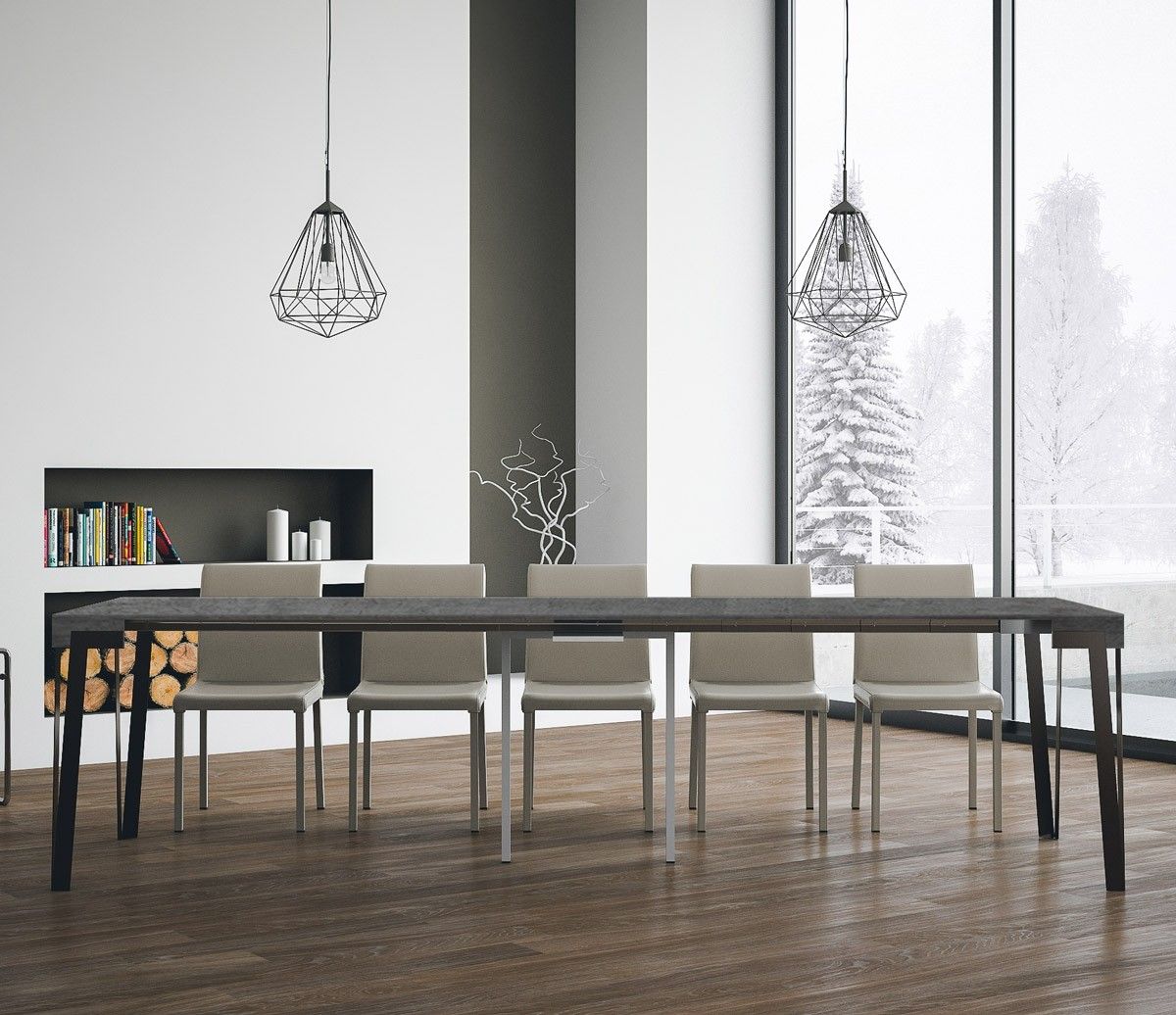 Rio - Tavolo consolle allungabile design moderno cm 90x40/300x77h - Cemento - immagine 2