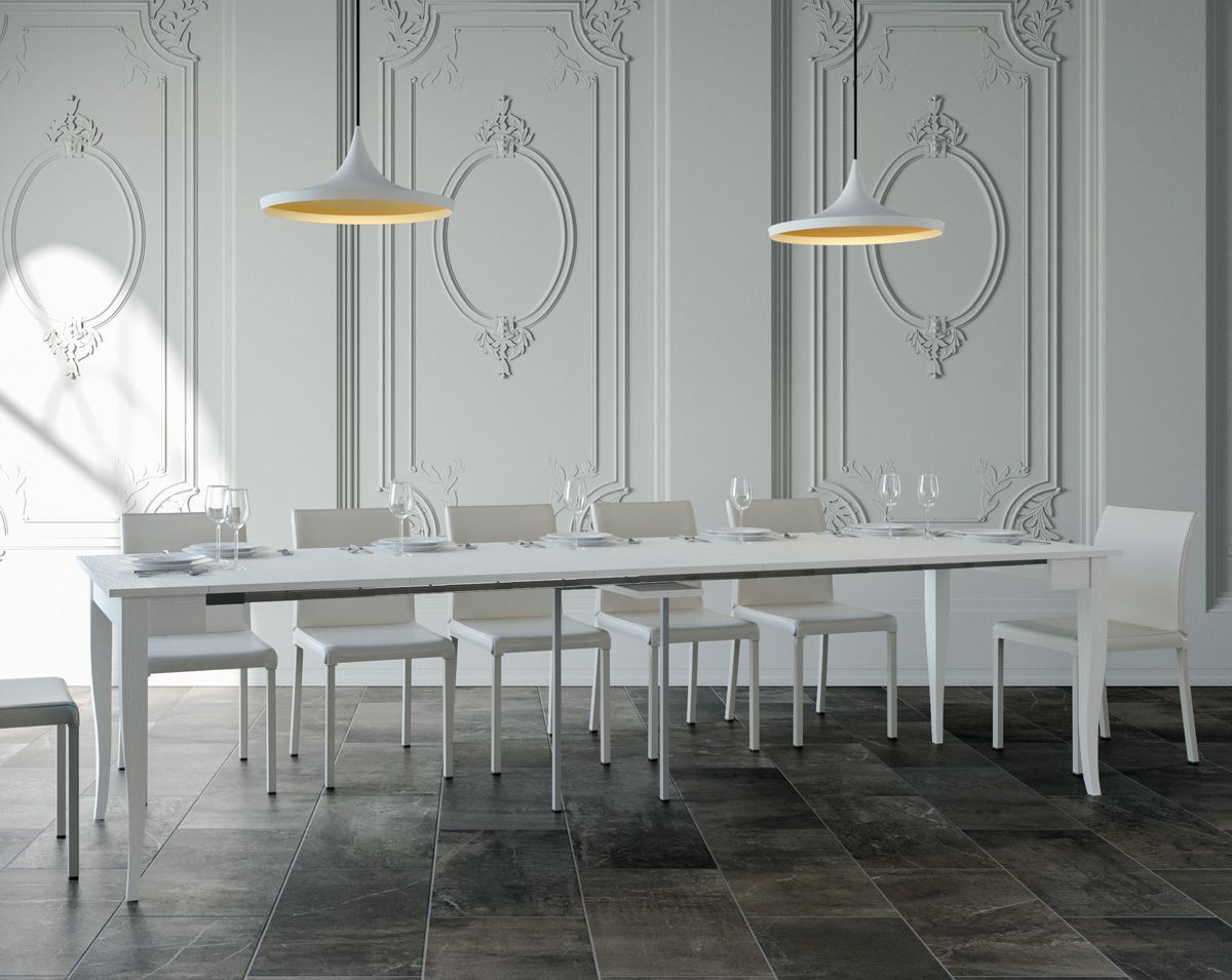 Sciabola - Consolle allungabile classica da ingresso bianco frassino cm 90x48/308x77h - immagine 2