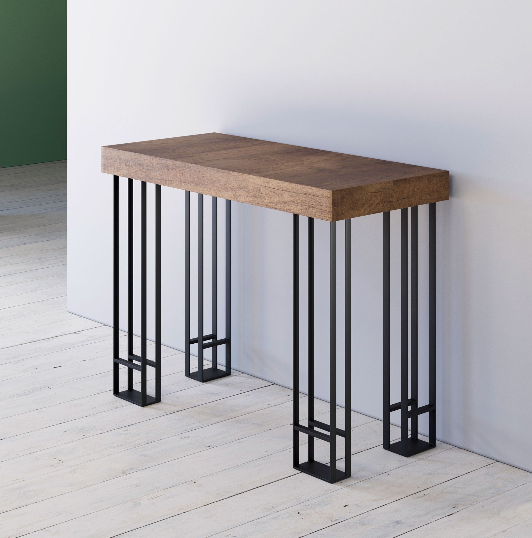 Takeo - Consolle allungabile industrial in legno e metallo cm 50/300x100 - vari colori