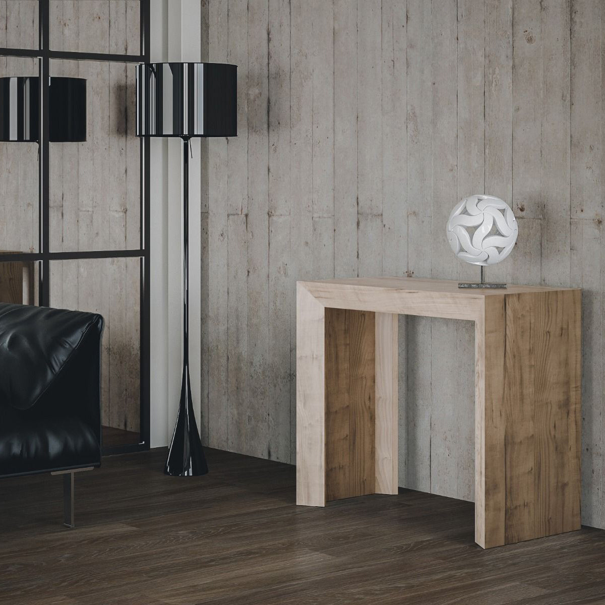 Ginevra - Consolle allungabile design moderno cm 90x45/305x78h Rovere natura