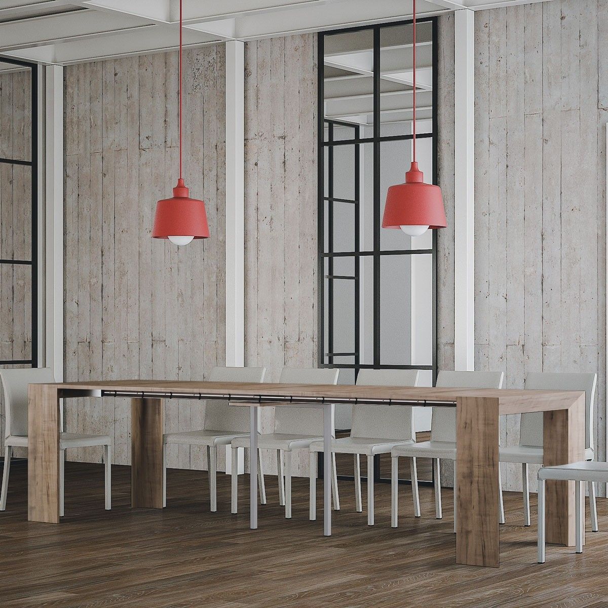 Ginevra - Consolle allungabile design moderno cm 90x45/305x78h Rovere natura - immagine 2