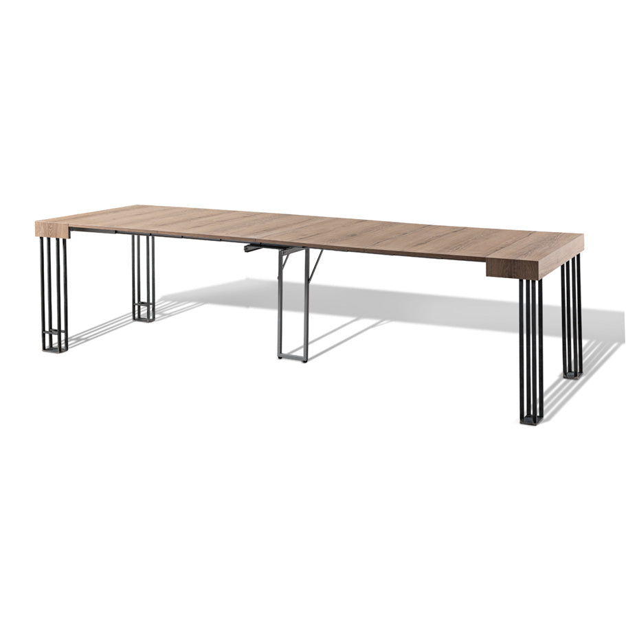 Takeo - Consolle allungabile industrial in legno e metallo cm 50/300x100 - vari colori - immagine 2