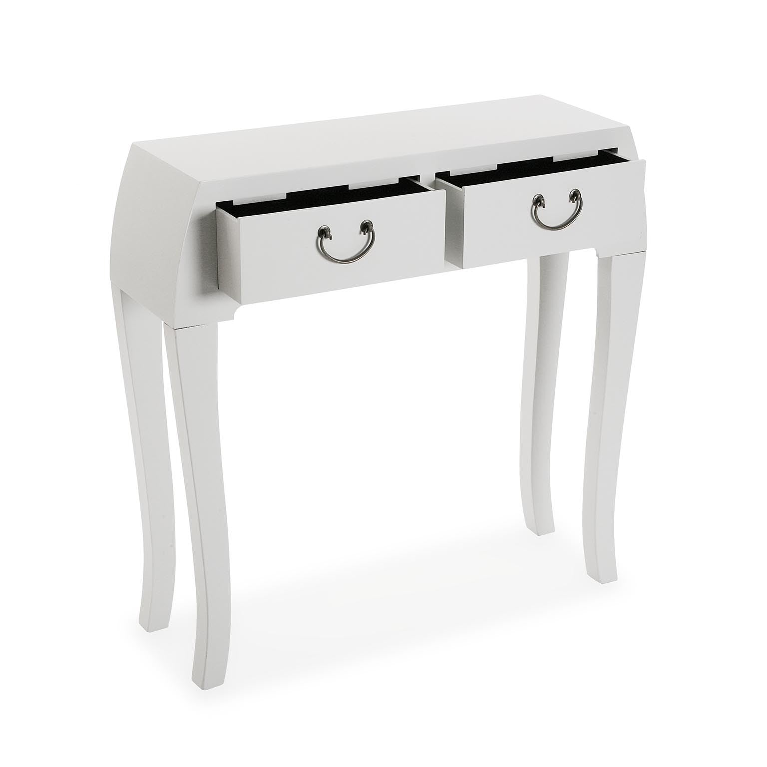 Consolle da ingresso in legno stile classico con 2 cassetti colore bianco cm 80x25x80h - immagine 2