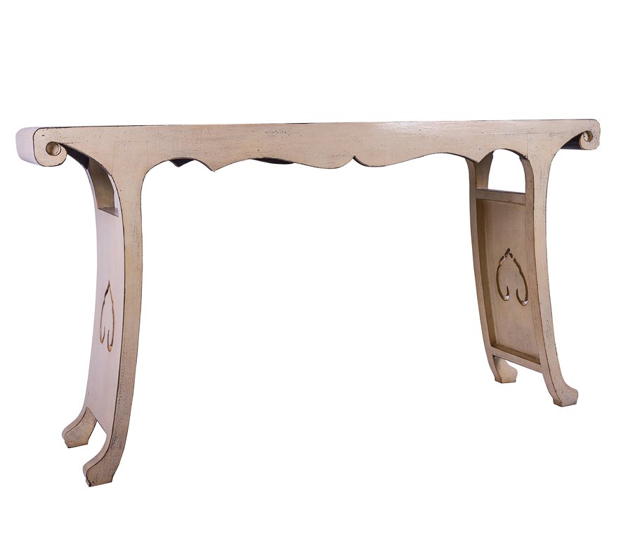 Consolle da ingresso in legno colore beige cm 158x35x85h