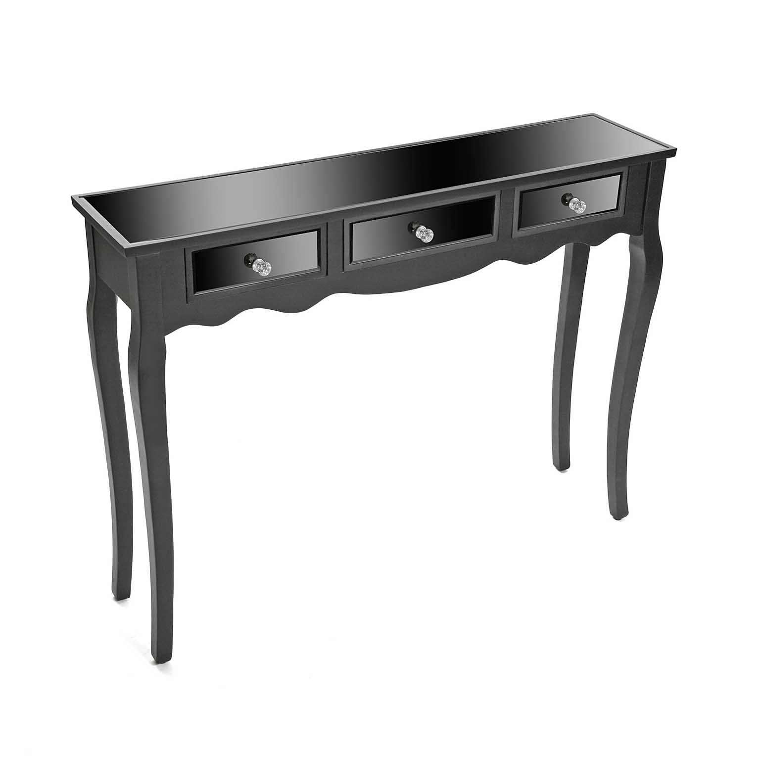 Consolle moderna da ingresso con specchi e cassetti colore nero cm 106x25x80h