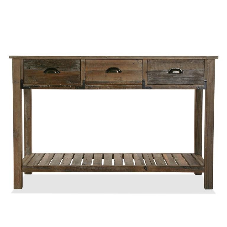 Consolle da ingresso in legno stile industrial con cassetti cm 120x38x78h - immagine 2