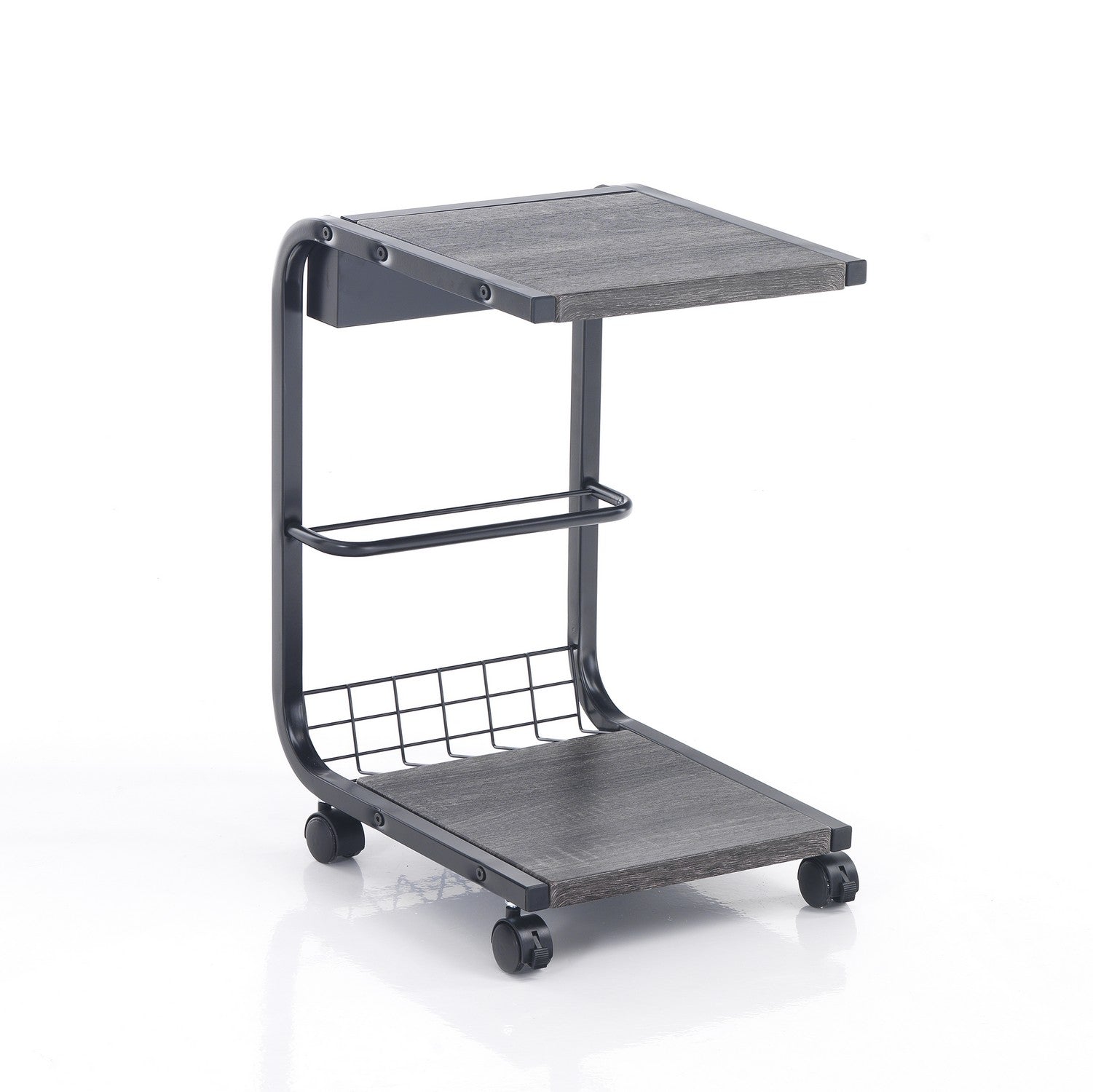 Carrello da salotto multiuso in metallo e legno cm 32x38x55h