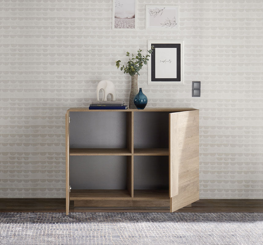 Alaric - Credenza moderna 2 ante da soggiorno in legno cm 120x44x90h - immagine 2