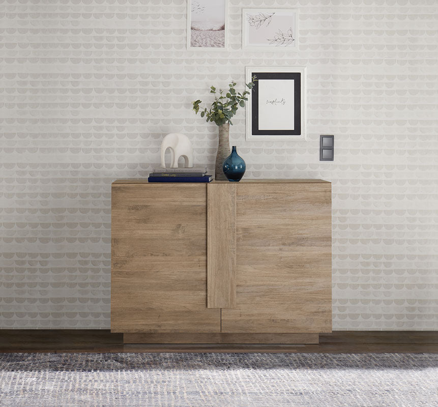 Alaric - Credenza moderna 2 ante da soggiorno in legno cm 120x44x90h