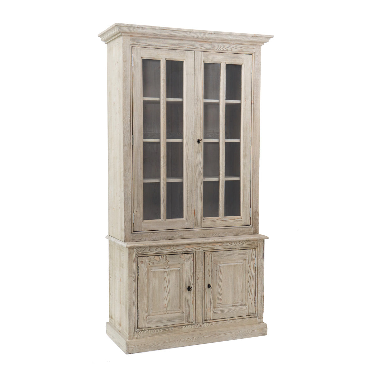 Credenza con vetrina alta in legno massello stile country cm 122x50x228h