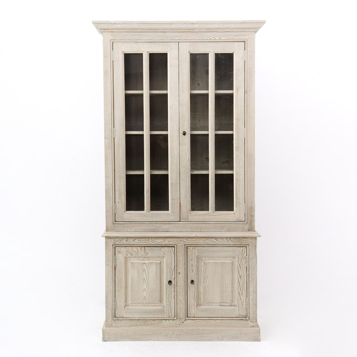 Credenza con vetrina alta in legno massello stile country cm 122x50x228h - immagine 2