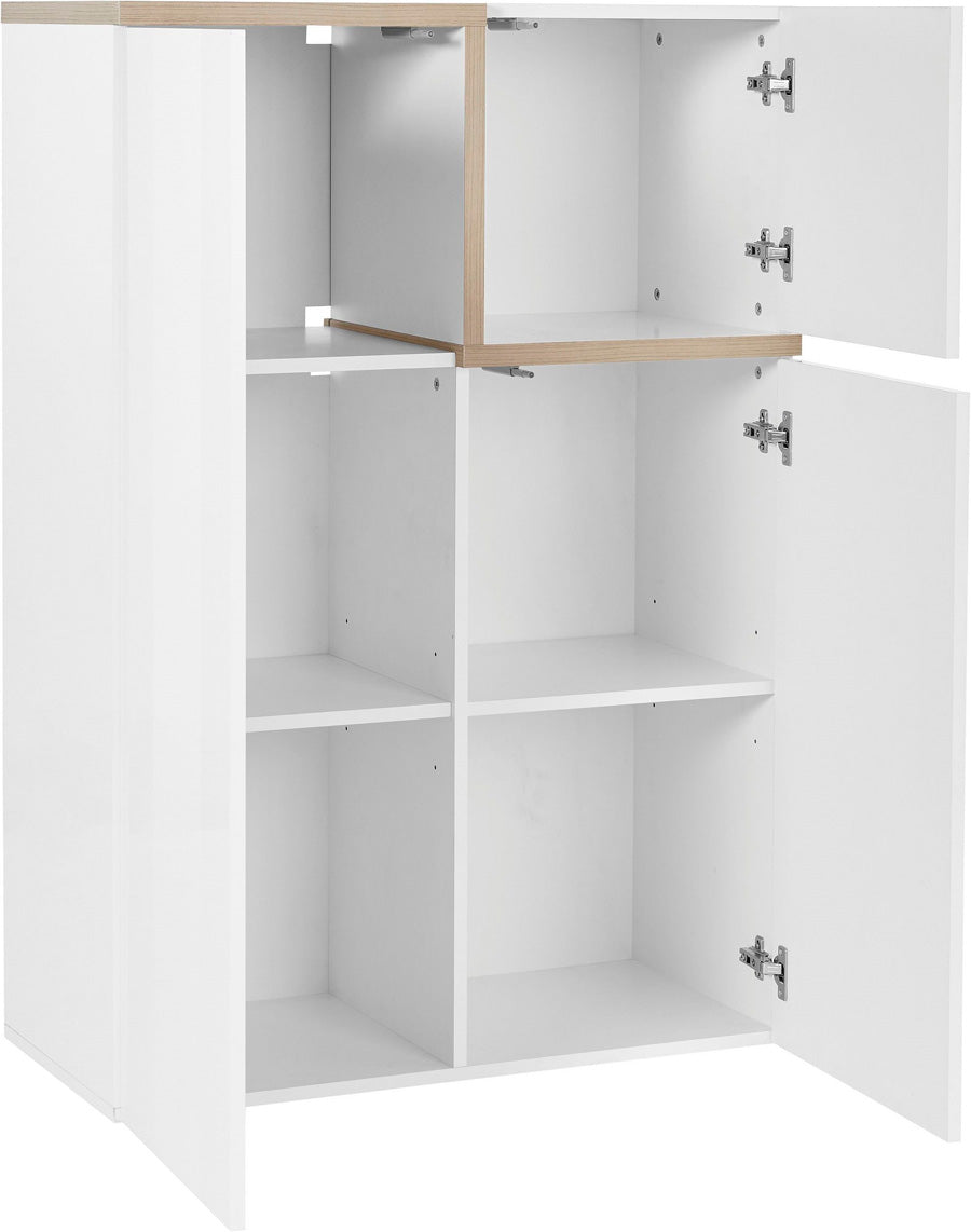 Kristal - Credenza alta moderna in legno da soggiorno 3 ante cm 80x40x126h - vari colori - immagine 2