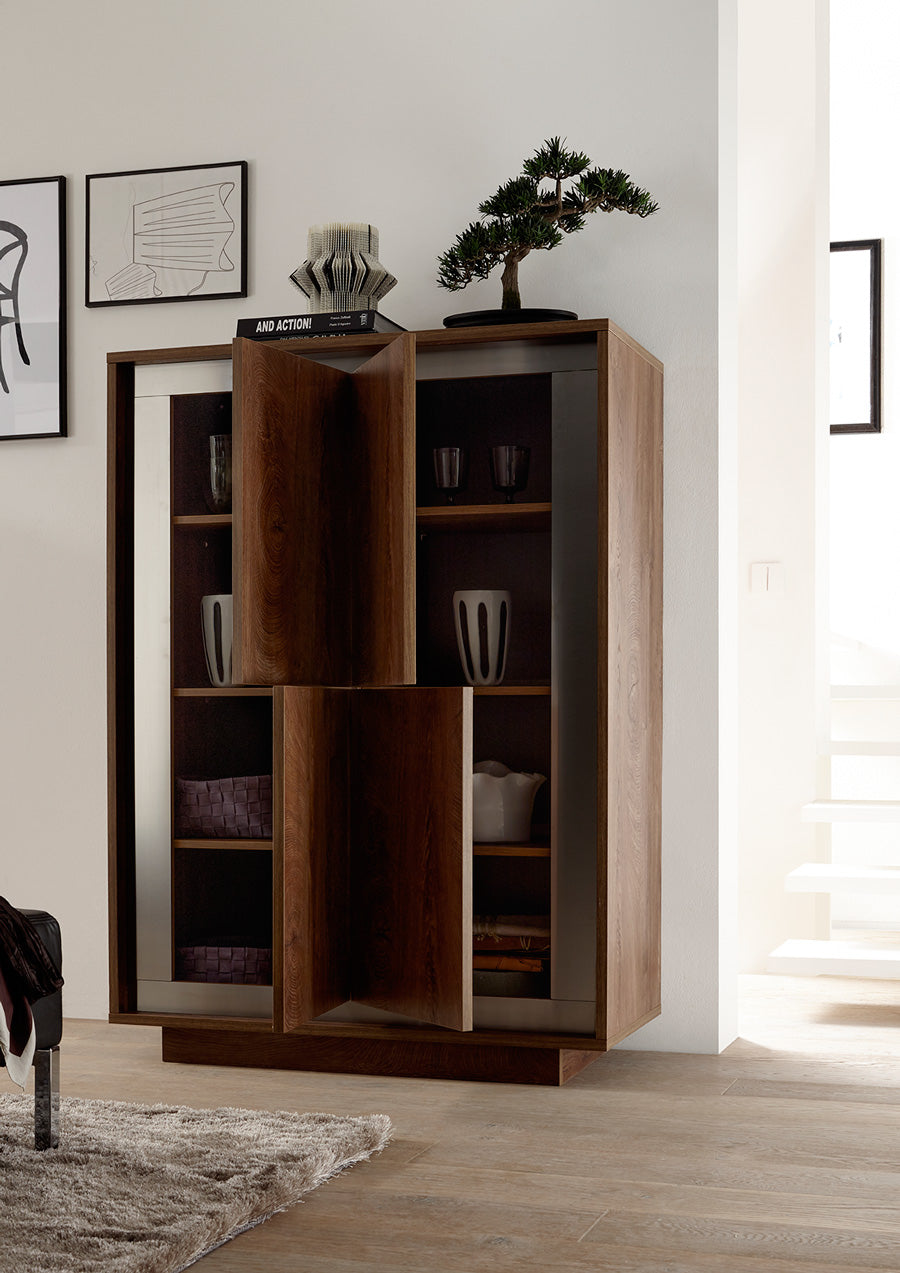 Tilcara - Salotto completo moderno in legno finitura rovere cognac e metallo - immagine 2
