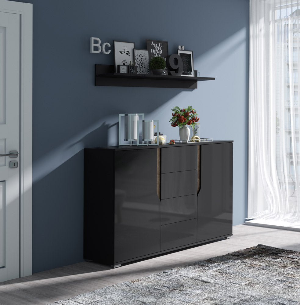 Zabel - Credenza moderna in legno con ante e cassetti centrali cm 135x40x90h - vari colori - immagine 2